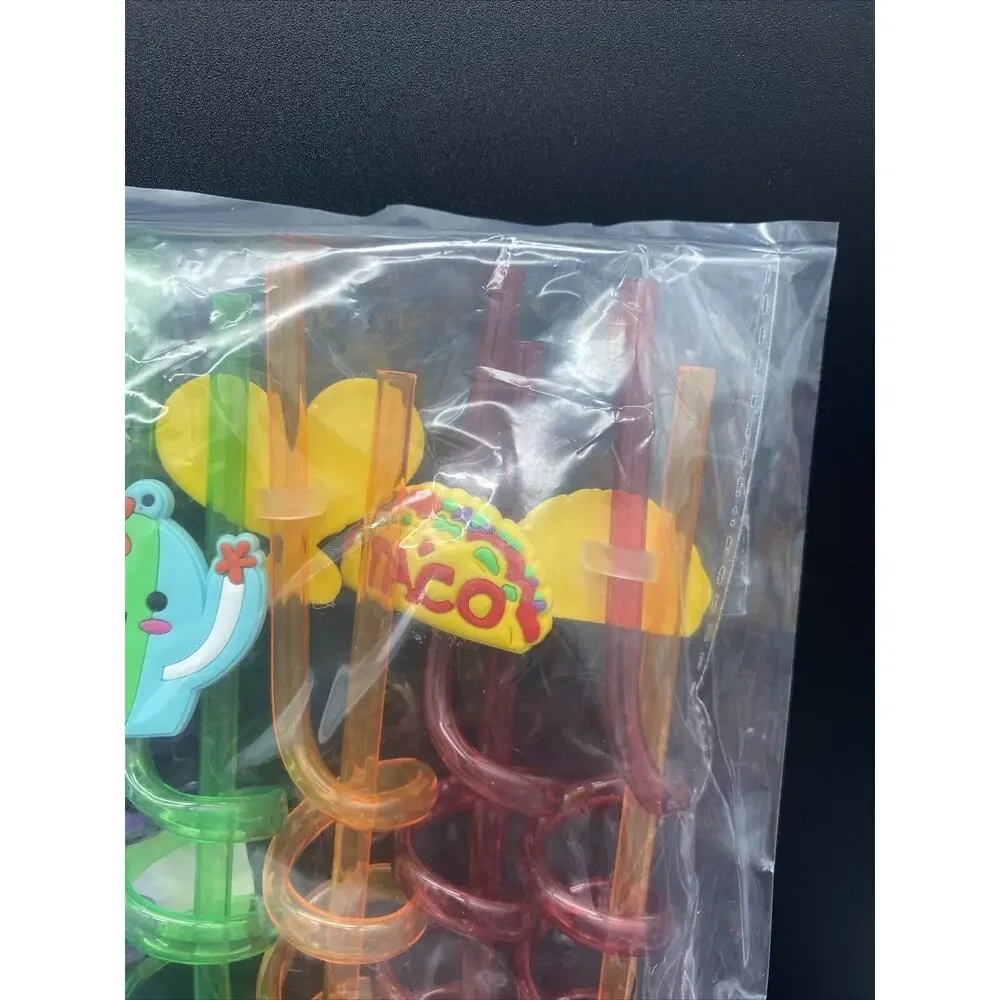 24 - Fiesta Party Hard Plastic Straw Set - Cinco de Mayo/Fiesta Theme Party